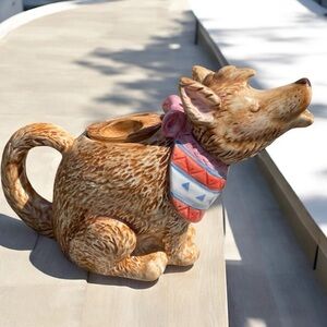 Otagiri howling coyote teapot, ceramic, adorable southwestern design